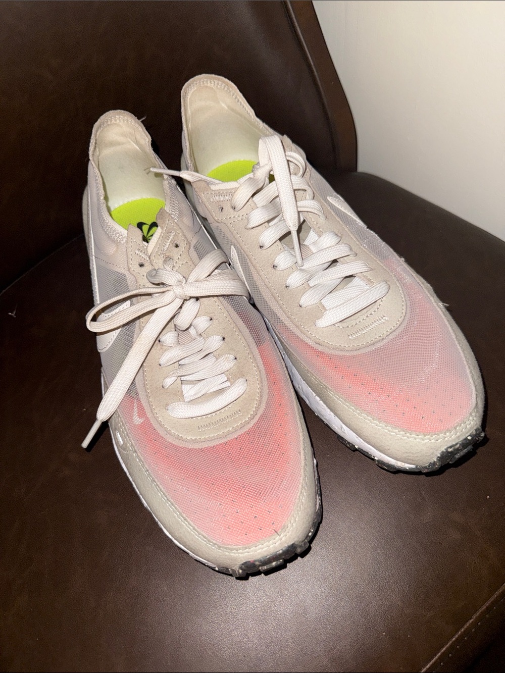 Nike Women's Pink and White Gradient Mesh Sneaker - flash birthday sale!